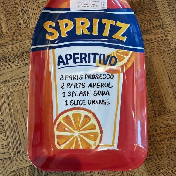 Bella Lux Aperol Spritz Melamine Serving Tray 8.5"x19.5" Platter Large Orange - Picture 4 of 4